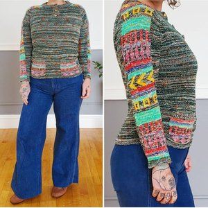 60s/70s Over & Out Space Dye Sweater Top Long Sleeve